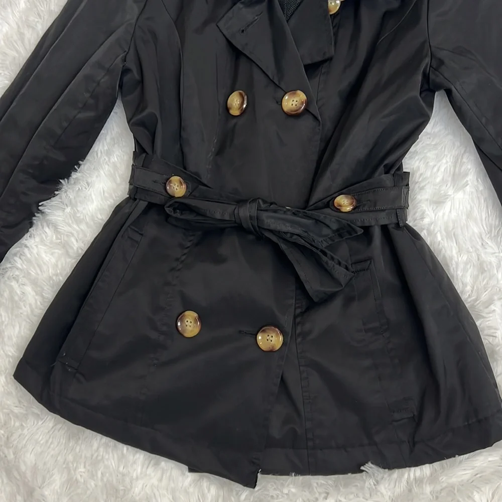 Madden‎ Girl Black Double-Breasted Trench Coat